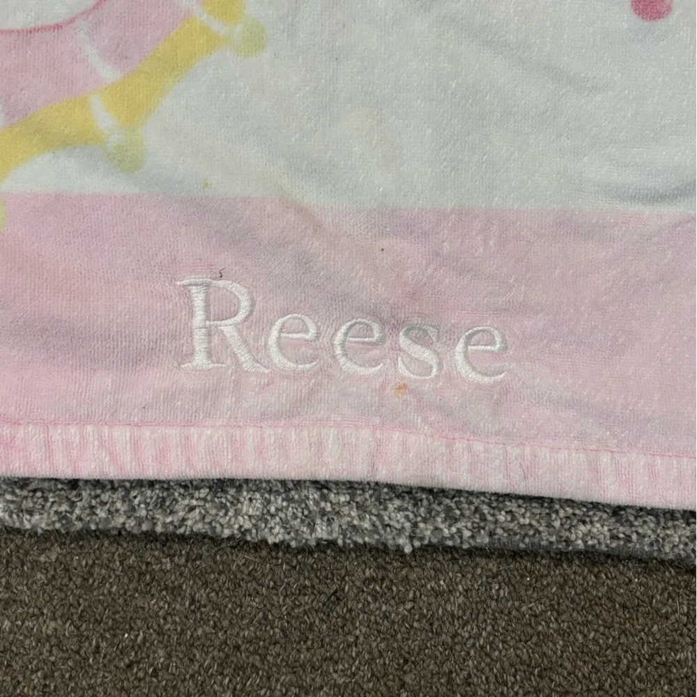 Pottery Barn Kids Reese Seahorse Beach Towel - Pink & Yellow